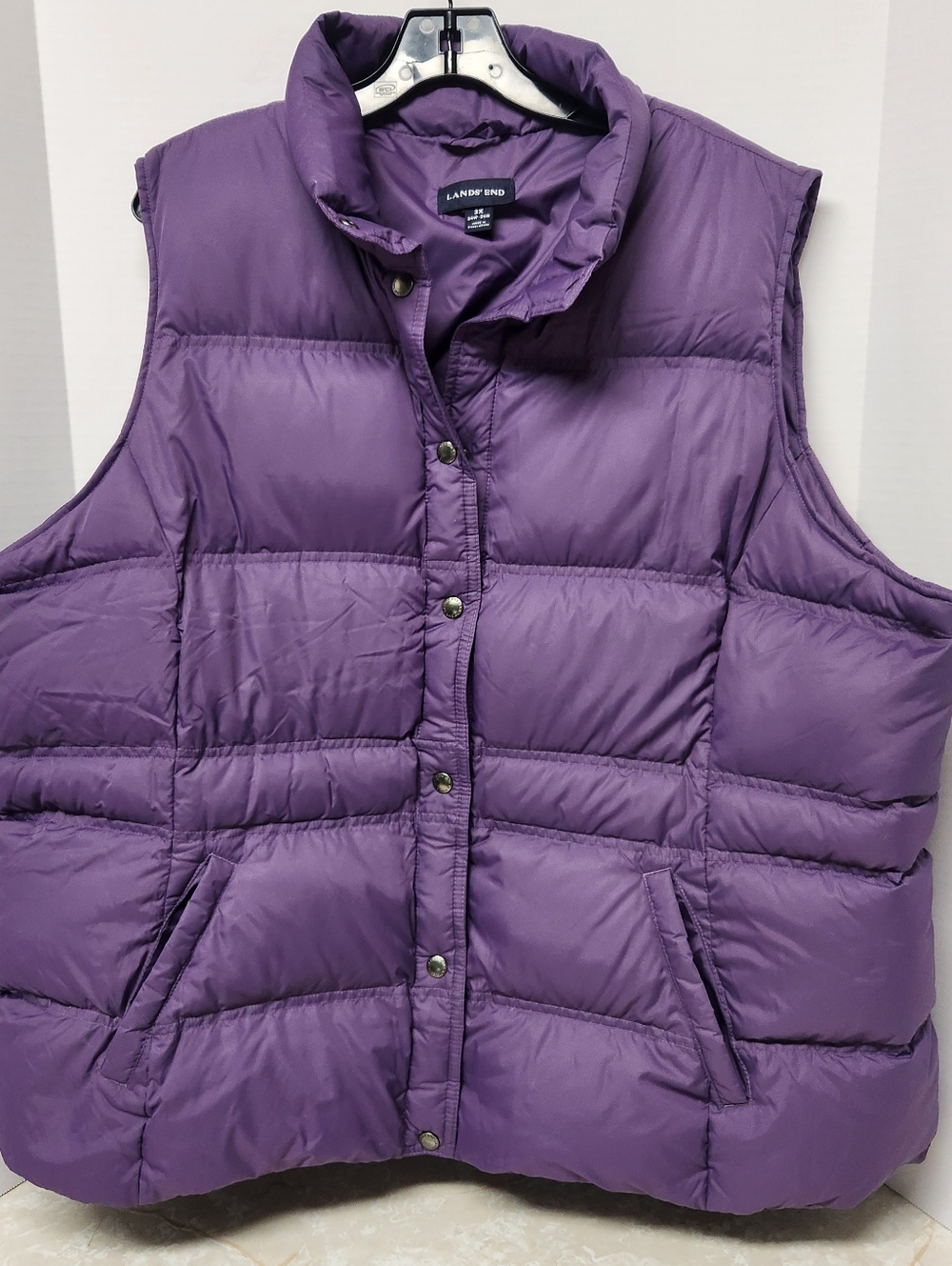 Lands End Women's 3X 24W-26W Purple 80% Down Feathers Vest Winter